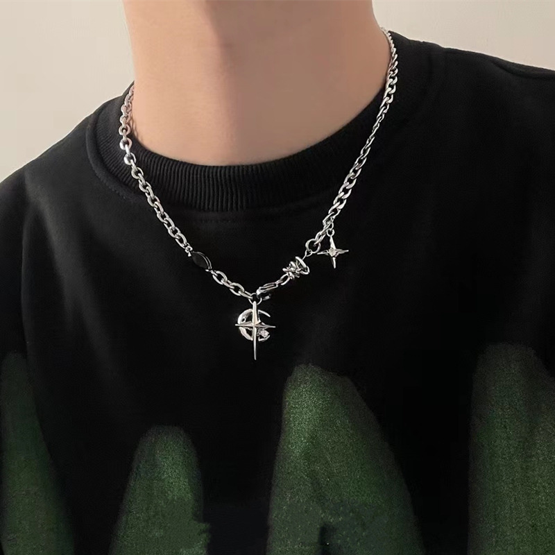 Men Accessories Neck Chain - 2023 الكورية موضة القوطي الشرير القمر