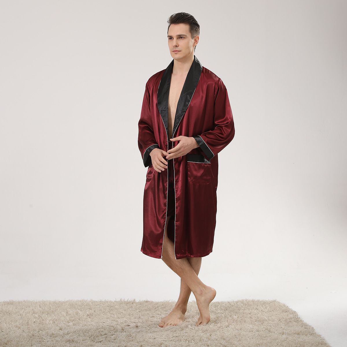 الربيع الأسود شال طوق الأحمر ا - مراجعة Men'S Kimono Accessories وسعره